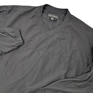 FootJoy Mens V-Neck Golf Windshirt Black Pullover Jacket M Embroidered Logo